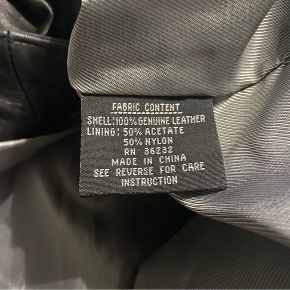 Vintage 90s Y2k Gallery Black 100% Leather Butter Soft Mid Length Jacket - Picture 6 of 6